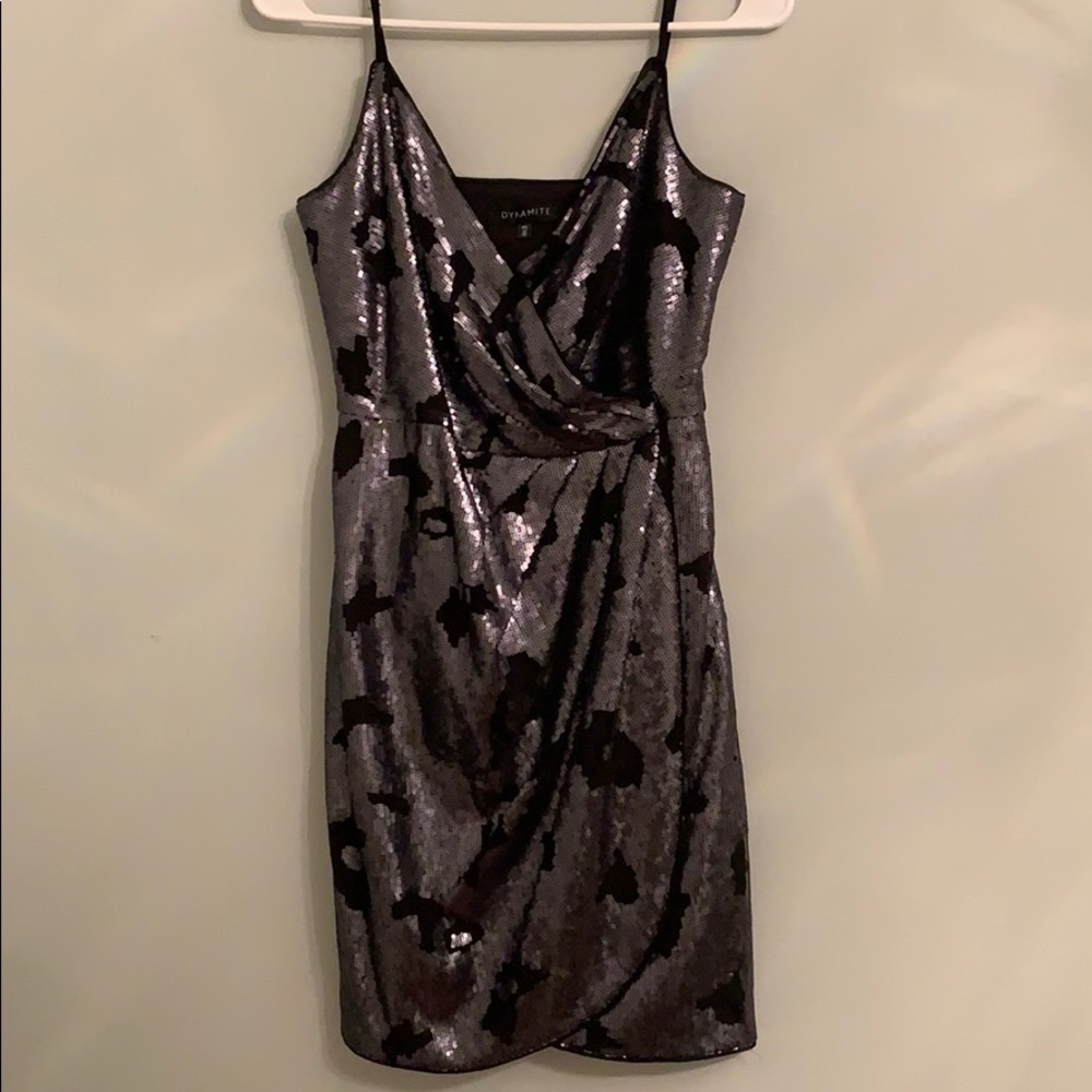 Beautiful black dress with silver decoration